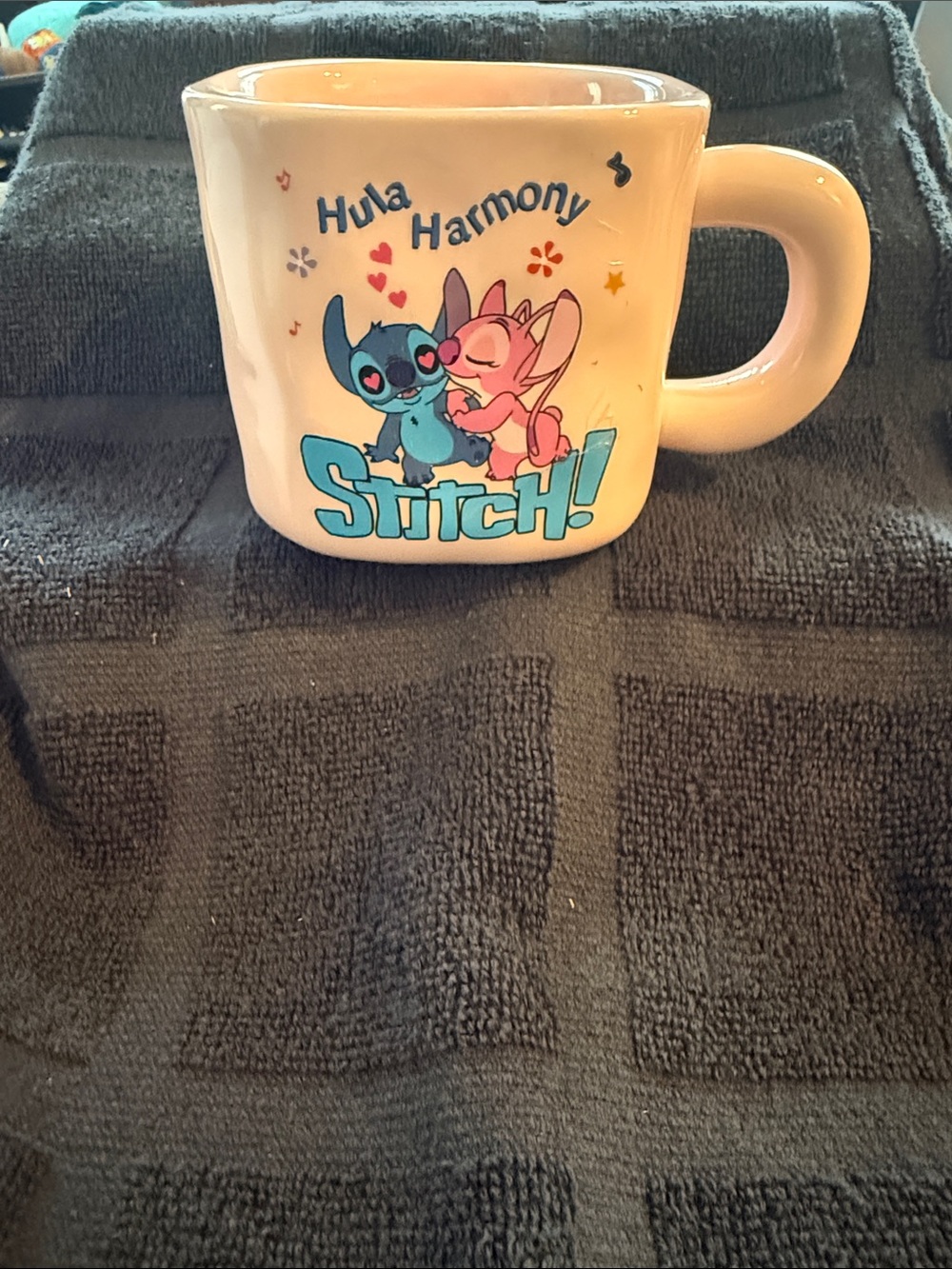 Stitch Hula Harmony Ceramic Mug — Pink with Blue & Pink Characters